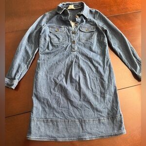 Boden Denim Shirt Dress in Dark Blue - Size 4P